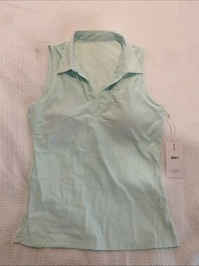 J80 Fit Light Weight Fitted Polo- Mint Sleeveless Polo Tank